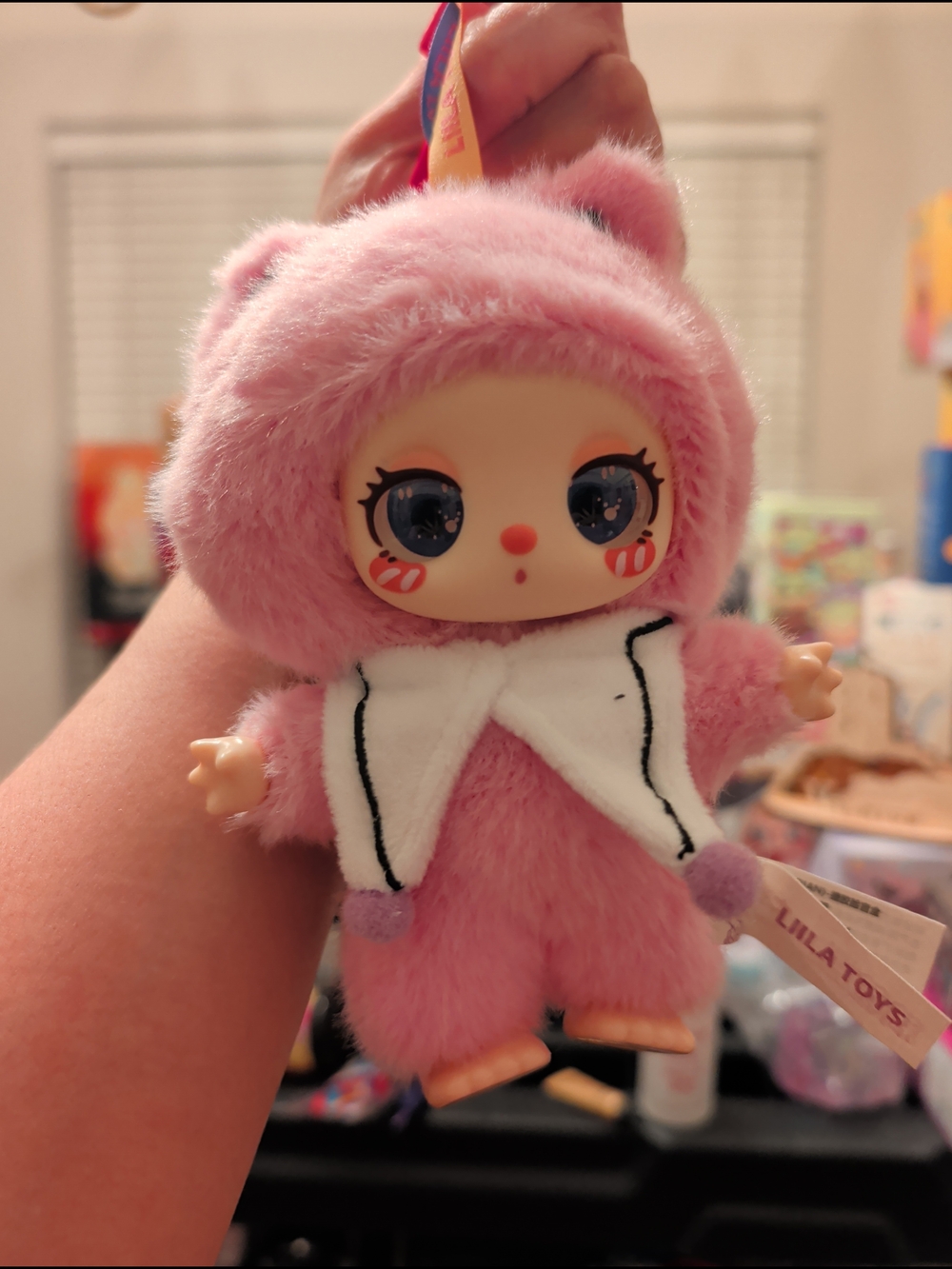 Liola's Lucky Cat Plush Pink Baby Doll Keychain